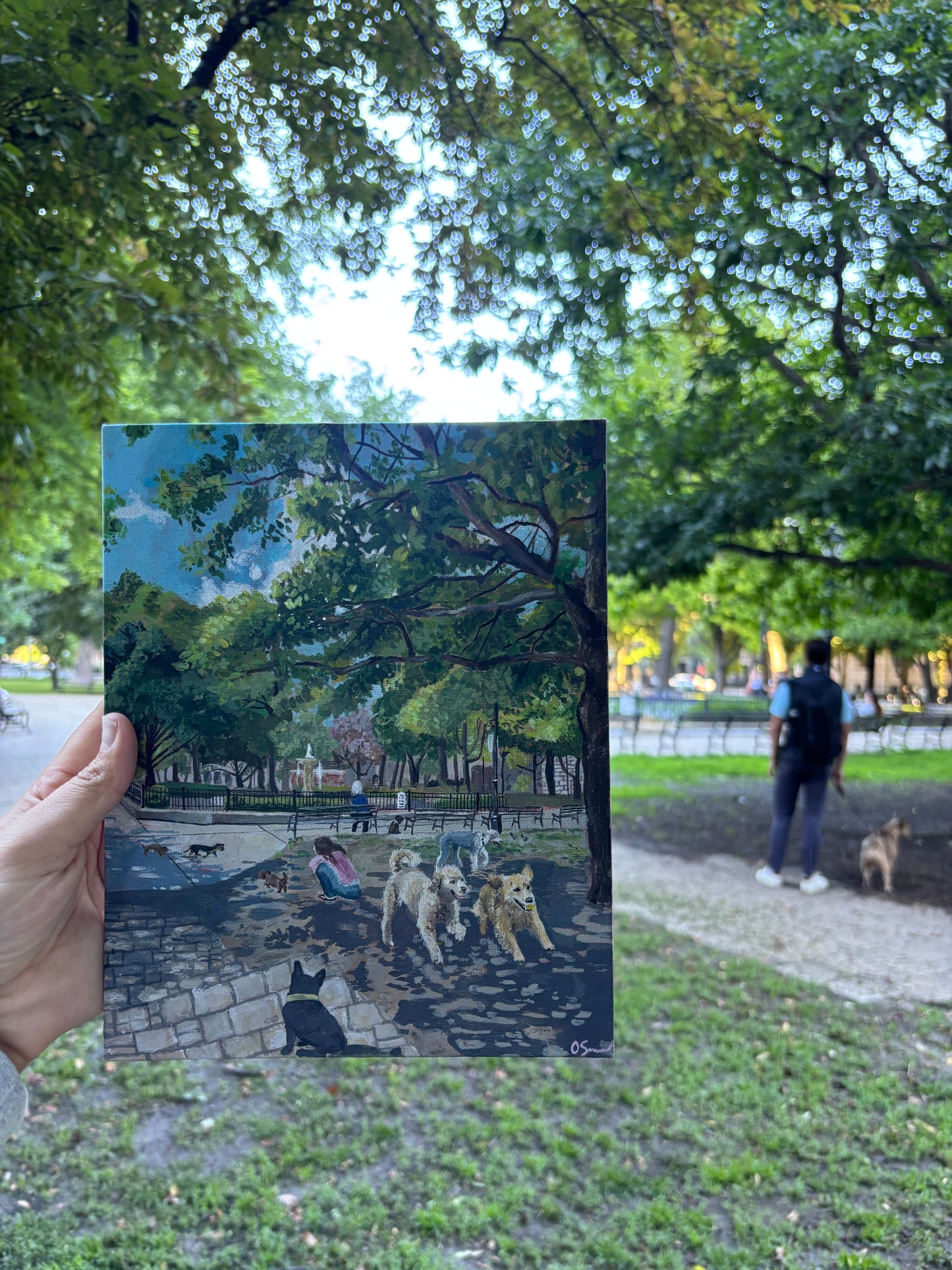 Dog Park in the Summer Original Artwork