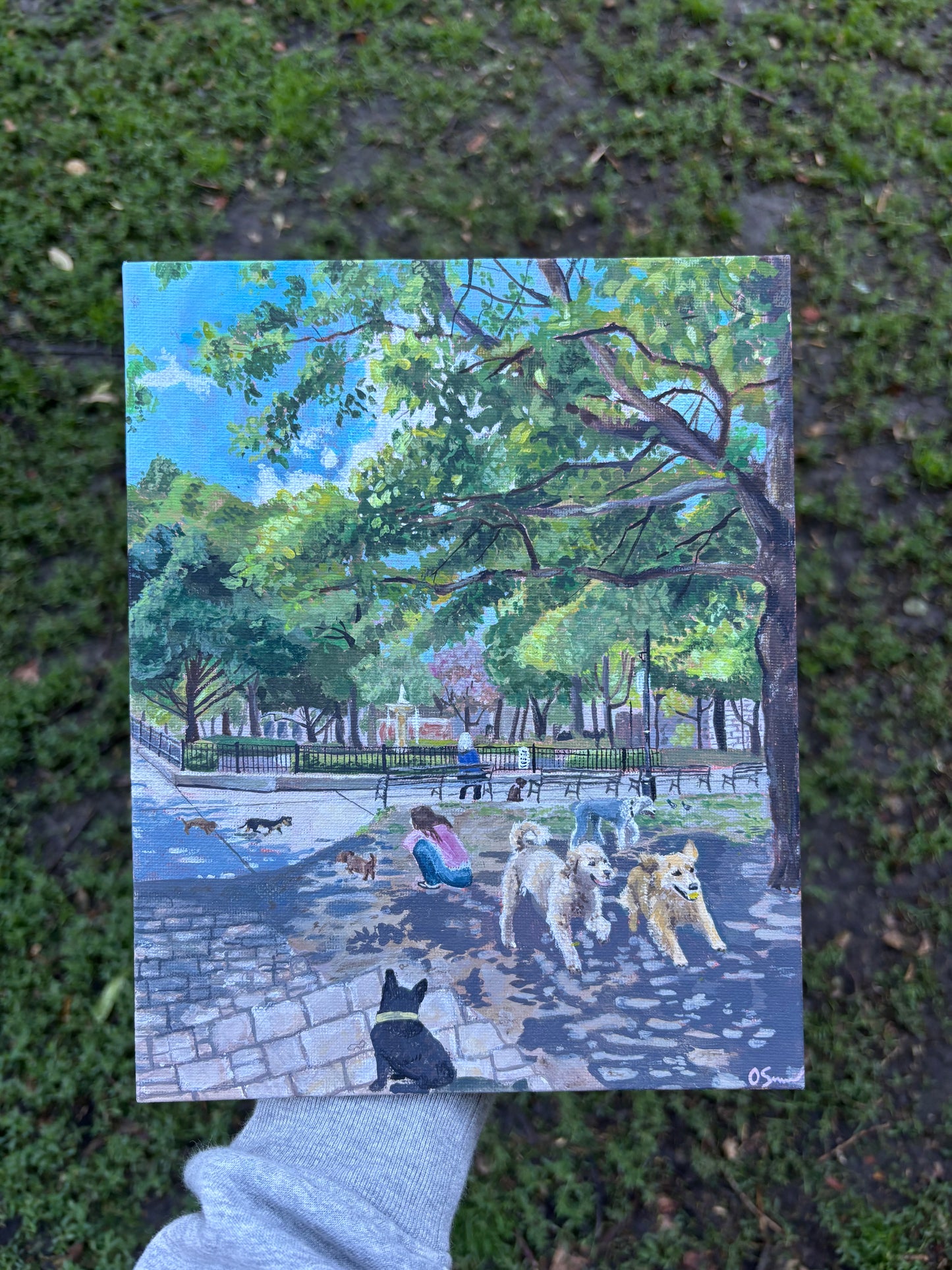 Dog Park in the Summer Original Artwork