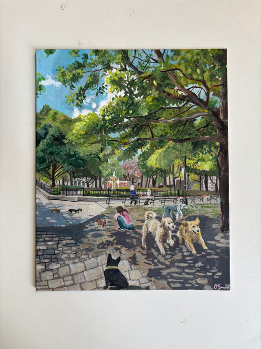 Dog Park in the Summer Original Artwork